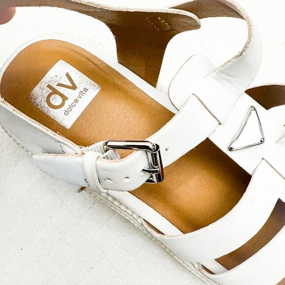 Dolce Vita Loera White Womens Cage Platform Leather Sandal Size 10 - Picture 4 of 5